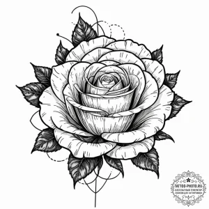 Tattoo sketch a rose with a subtle geometric... - эскиз тату (№1752924897_0, 19.07.2025 11:34) — tattoo-photo.ru