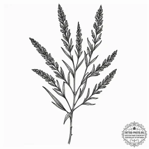 Tattoo design a minimalist lavender sprig, si... - эскиз тату (№1752925923_0, 19.07.2025 11:52) — tattoo-photo.ru