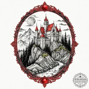 A watercolor sketch of kaer morhen, the witch... - эскиз тату (№1752926299_0, 19.07.2025 11:58) — tattoo-photo.ru