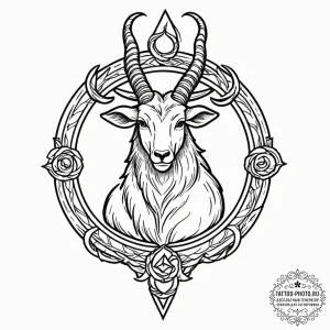 Tattoo design capricorn's glyph, sturdy and s... - эскиз тату (№1752930325_0, 19.07.2025 13:05) — tattoo-photo.ru