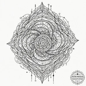 Tattoo design an abstract "flow state" where... - эскиз тату (№1752932334_0, 19.07.2025 13:38) — tattoo-photo.ru