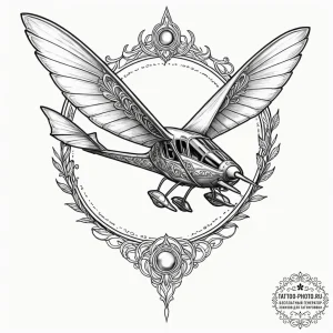 A linework tattoo of an ornithopter, detailed... - эскиз тату (№1752932915_0, 19.07.2025 13:48) — tattoo-photo.ru