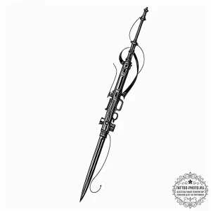 Tattoo sketch a stylized bayonet attached to... - эскиз тату (№1752933757_0, 19.07.2025 14:02) — tattoo-photo.ru