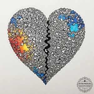 Tattoo design a heart shaped from two interlo... - эскиз тату (№1752934667_0, 19.07.2025 14:17) — tattoo-photo.ru