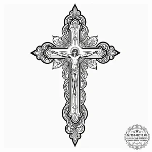 Latin cross, ink illustration for tattoo, on... - эскиз тату (№1752934748_0, 19.07.2025 14:19) — tattoo-photo.ru