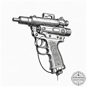 Tattoo sketch a futuristic ray gun with a sle... - эскиз тату (№1752935001_0, 19.07.2025 14:23) — tattoo-photo.ru