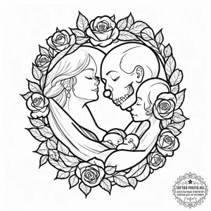 A tired but happy new father holding his slee... - эскиз тату (№1752935082_0, 19.07.2025 14:24) — tattoo-photo.ru