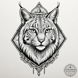 Lynx, ink illustration for tattoo, on a clean... - эскиз тату (№1752936750_0, 19.07.2025 14:52) — tattoo-photo.ru
