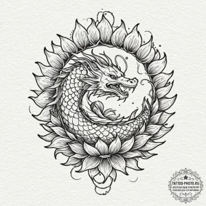 Tattoo design a minimalist sunflower, its see... - эскиз тату (№1752936909_0, 19.07.2025 14:55) — tattoo-photo.ru