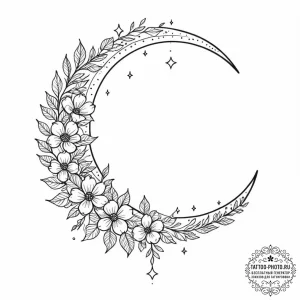 Tattoo design a crescent moon with a hidden c... - эскиз тату (№1752939396_0, 19.07.2025 15:36) — tattoo-photo.ru