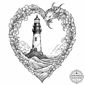 Tattoo design a lighthouse whose light beam f... - эскиз тату (№1752939561_0, 19.07.2025 15:39) — tattoo-photo.ru