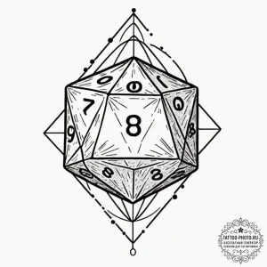 Tattoo sketch a minimalist d20 dice linework.... - эскиз тату (№1752940058_0, 19.07.2025 15:47) — tattoo-photo.ru