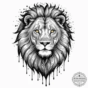 Tattoo sketch a leo lion's face made of molte... - эскиз тату (№1752940139_0, 19.07.2025 15:48) — tattoo-photo.ru
