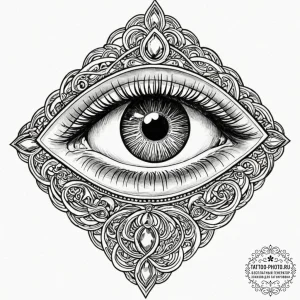Tattoo sketch a 'third eye' symbol with subtl... - эскиз тату (№1752940220_0, 19.07.2025 15:50) — tattoo-photo.ru