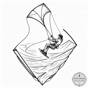 A shot of a kite surfing competition., tattoo... - эскиз тату (№1752943665_0, 19.07.2025 16:47) — tattoo-photo.ru
