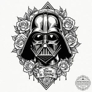 Chicano style tattoo sketch of darth vader's... - эскиз тату (№1752943835_0, 19.07.2025 16:50) — tattoo-photo.ru