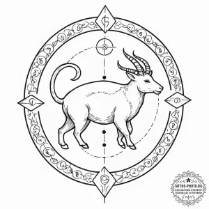 Tattoo design a zodiac animal with a single,... - эскиз тату (№1752944087_0, 19.07.2025 16:54) — tattoo-photo.ru
