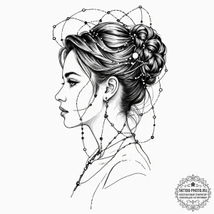 Tattoo sketch a delicate constellation on the... - эскиз тату (№1752944171_0, 19.07.2025 16:56) — tattoo-photo.ru