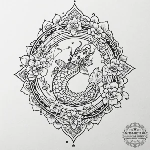 Tattoo design: a geometrical mandala incorpor... - эскиз тату (№1752946933_0, 19.07.2025 17:42) — tattoo-photo.ru