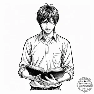 A graphic novel style portrait of light yagam... - эскиз тату (№1752947018_0, 19.07.2025 17:43) — tattoo-photo.ru