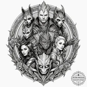 Guardians of the galaxy, tattoo sketch design... - эскиз тату (№1752947440_0, 19.07.2025 17:50) — tattoo-photo.ru