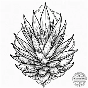 Aloe, tattoo drawing outline, on a clean whit... - эскиз тату (№1752947608_0, 19.07.2025 17:53) — tattoo-photo.ru