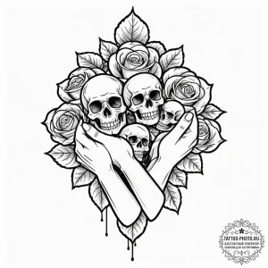 Tattoo design a stylized drawing of a family... - эскиз тату (№1752948285_0, 19.07.2025 18:04) — tattoo-photo.ru