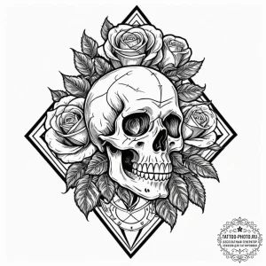 Diamond, tattoo drawing outline, chicano tatt... - эскиз тату (№1752949213_0, 19.07.2025 18:20) — tattoo-photo.ru