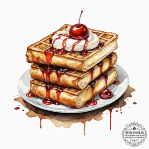 A watercolor sketch of the "strudel with crea... - эскиз тату (№1752950311_0, 19.07.2025 18:38) — tattoo-photo.ru