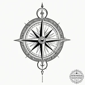 Tattoo design a small, stylized compass., tat... - эскиз тату (№1752950395_0, 19.07.2025 18:39) — tattoo-photo.ru