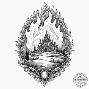 A sketch of calcifer the fire demon from howl... - эскиз тату (№1752950563_0, 19.07.2025 18:42) — tattoo-photo.ru