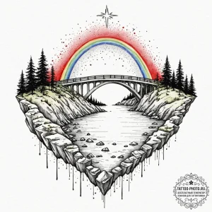 A watercolor tattoo of the bifrost bridge, a... - эскиз тату (№1752950901_0, 19.07.2025 18:48) — tattoo-photo.ru