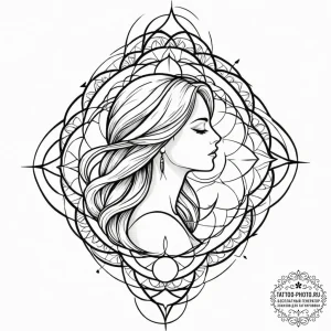 Tattoo design a silhouette of a woman's back,... - эскиз тату (№1752950989_0, 19.07.2025 18:49) — tattoo-photo.ru