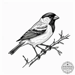 Bullfinch, tattoo drawing outline, black and... - эскиз тату (№1752951326_0, 19.07.2025 18:55) — tattoo-photo.ru