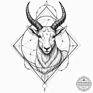 Capricorn, tattoo sketch design, on a clean w... - эскиз тату (№1752951495_0, 19.07.2025 18:58) — tattoo-photo.ru