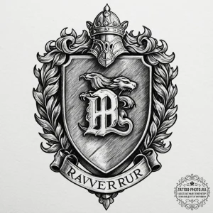 A flash sheet of the four hogwarts house cres... - эскиз тату (№1752951918_0, 19.07.2025 19:05) — tattoo-photo.ru