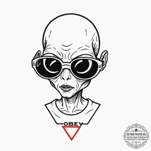 A linework tattoo of the alien sunglasses fro... - эскиз тату (№1752952001_0, 19.07.2025 19:06) — tattoo-photo.ru