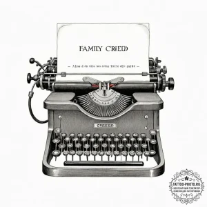 Tattoo sketch a family motto or creed in a cl... - эскиз тату (№1752952339_0, 19.07.2025 19:12) — tattoo-photo.ru