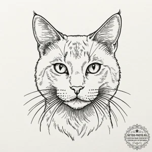 Cat, tattoo drawing outline, linework tattoo... - эскиз тату (№1752952422_0, 19.07.2025 19:13) — tattoo-photo.ru