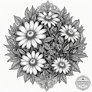 Chamomile, artistic tattoo sketch, neo tradit... - эскиз тату (№1752953774_0, 19.07.2025 19:36) — tattoo-photo.ru