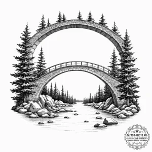 Tattoo sketch a well-defined bridge arch, sym... - эскиз тату (№1752954197_0, 19.07.2025 19:43) — tattoo-photo.ru