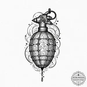Tattoo design a stylized grenade with subtle... - эскиз тату (№1752954537_0, 19.07.2025 19:48) — tattoo-photo.ru