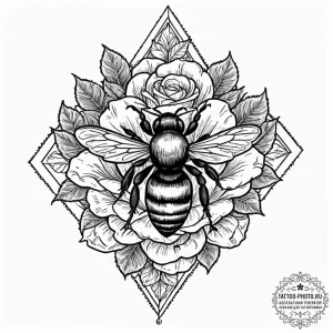 Tattoo design a small, intricate bee, symboli... - эскиз тату (№1752954705_0, 19.07.2025 19:51) — tattoo-photo.ru