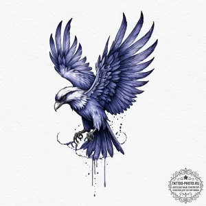 A watercolor and linework tattoo of a sirin,... - эскиз тату (№1752955640_0, 19.07.2025 20:07) — tattoo-photo.ru