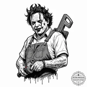 A sketch of leatherface from the texas chains... - эскиз тату (№1752955977_0, 19.07.2025 20:12) — tattoo-photo.ru