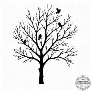 Tattoo design a silhouette of a tree branch w... - эскиз тату (№1752956401_0, 19.07.2025 20:20) — tattoo-photo.ru