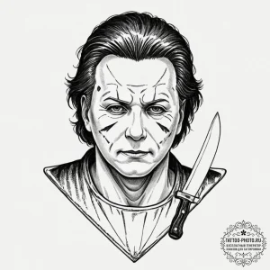 A graphic novel style portrait of michael mye... - эскиз тату (№1752956739_0, 19.07.2025 20:25) — tattoo-photo.ru