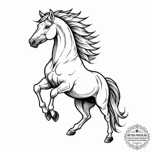 Tattoo sketch a proud stallion, rearing up, s... - эскиз тату (№1752956825_0, 19.07.2025 20:27) — tattoo-photo.ru