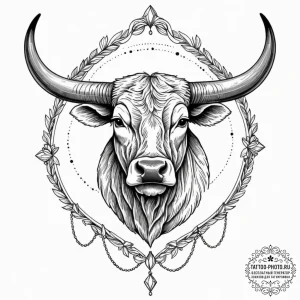 Tattoo design a taurus bull with a delicate b... - эскиз тату (№1752956993_0, 19.07.2025 20:29) — tattoo-photo.ru