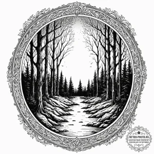 Tattoo sketch a glowing portal frame in a dar... - эскиз тату (№1752958344_0, 19.07.2025 20:52) — tattoo-photo.ru